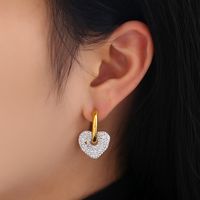 1 Pair Modern Style Heart Shape Plating Inlay Stainless Steel Artificial Gemstones Earrings sku image 1