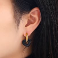 1 Pair Modern Style Heart Shape Plating Inlay Stainless Steel Artificial Gemstones Earrings sku image 4