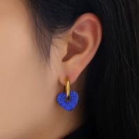 1 Pair Modern Style Heart Shape Plating Inlay Stainless Steel Artificial Gemstones Earrings sku image 3