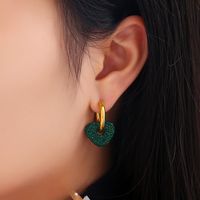 1 Pair Modern Style Heart Shape Plating Inlay Stainless Steel Artificial Gemstones Earrings sku image 2