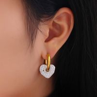 1 Pair Modern Style Heart Shape Plating Inlay Stainless Steel Artificial Gemstones Earrings main image 2