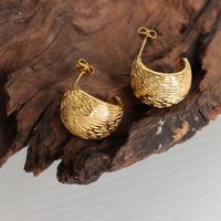 1 Pair Simple Style Solid Color Plating Titanium Steel Gold Plated Earrings main image 4