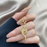 Simple Style Snake Stainless Steel Inlay Zircon Pendant Necklace sku image 4