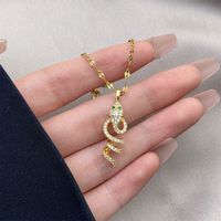 Simple Style Snake Stainless Steel Inlay Zircon Pendant Necklace sku image 14