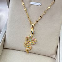 Simple Style Snake Stainless Steel Inlay Zircon Pendant Necklace sku image 8