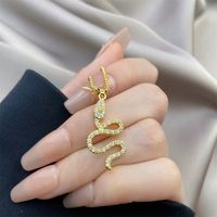 Simple Style Snake Stainless Steel Inlay Zircon Pendant Necklace sku image 9