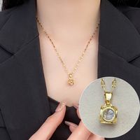 Simple Style Bow Knot Titanium Steel Copper Inlay Rhinestones Pendant Necklace main image 4