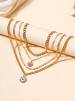 Hip-hop Retro Cross Devil's Eye Palm Gold Plated Artificial Pearls Rhinestones Alloy Wholesale Layered Necklaces main image 3