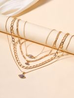 Hip-hop Retro Cross Devil's Eye Palm Gold Plated Artificial Pearls Rhinestones Alloy Wholesale Layered Necklaces main image 4