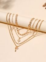 Hip-hop Retro Cross Devil's Eye Palm Gold Plated Artificial Pearls Rhinestones Alloy Wholesale Layered Necklaces main image 7