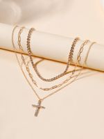 Hip-hop Retro Cross Devil's Eye Palm Gold Plated Artificial Pearls Rhinestones Alloy Wholesale Layered Necklaces main image 9