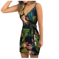 Women's Strap Dress Elegant Sexy V Neck Printing Hollow Out Sleeveless Leaves Flower Above Knee Casual Outdoor Daily main image 7