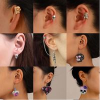 1 Piece 1 Pair Retro Funny Streetwear Heart Shape Skull Plating Arylic Copper 18k Gold Plated Gold Plated Silver Plated Drop Earrings Ear Clips Ear Studs main image 1