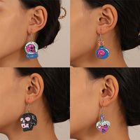 1 Piece 1 Pair Retro Funny Streetwear Heart Shape Skull Plating Arylic Copper 18k Gold Plated Gold Plated Silver Plated Drop Earrings Ear Clips Ear Studs main image 6