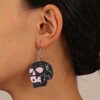 1 Piece 1 Pair Retro Funny Streetwear Heart Shape Skull Plating Arylic Copper 18k Gold Plated Gold Plated Silver Plated Drop Earrings Ear Clips Ear Studs main image 3