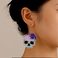 1 Piece 1 Pair Retro Funny Streetwear Heart Shape Skull Plating Arylic Copper 18k Gold Plated Gold Plated Silver Plated Drop Earrings Ear Clips Ear Studs main image 2