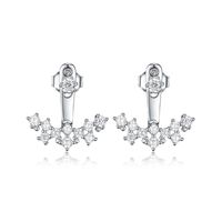 1 Pair Lady Classic Style Geometric Inlay Sterling Silver Zircon Ear Studs sku image 1