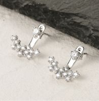 1 Pair Lady Classic Style Geometric Inlay Sterling Silver Zircon Ear Studs main image 4