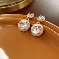 1 Pair Simple Style Heart Shape Inlay Copper Rhinestones Pearl Earrings sku image 58