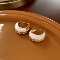 1 Pair Simple Style Heart Shape Inlay Copper Rhinestones Pearl Earrings sku image 52