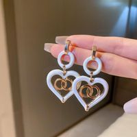 1 Pair Simple Style Heart Shape Inlay Copper Rhinestones Pearl Earrings sku image 23
