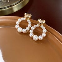 1 Pair Simple Style Heart Shape Inlay Copper Rhinestones Pearl Earrings sku image 45