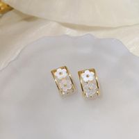 1 Pair Simple Style Heart Shape Inlay Copper Rhinestones Pearl Earrings sku image 30