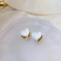 1 Pair Simple Style Heart Shape Inlay Copper Rhinestones Pearl Earrings sku image 49