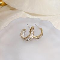 1 Pair Simple Style Heart Shape Inlay Copper Rhinestones Pearl Earrings sku image 21