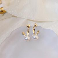 1 Pair Simple Style Heart Shape Inlay Copper Rhinestones Pearl Earrings sku image 4