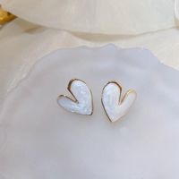 1 Pair Simple Style Heart Shape Inlay Copper Rhinestones Pearl Earrings sku image 11