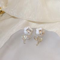 1 Pair Simple Style Heart Shape Inlay Copper Rhinestones Pearl Earrings sku image 57