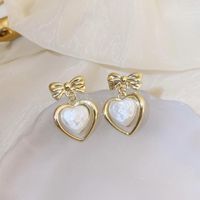 1 Pair Simple Style Heart Shape Inlay Copper Rhinestones Pearl Earrings sku image 18