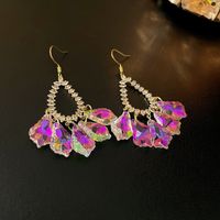 1 Pair Simple Style Flower Inlay Copper Zircon Drop Earrings sku image 7