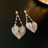 1 Pair Simple Style Flower Inlay Copper Zircon Drop Earrings sku image 17