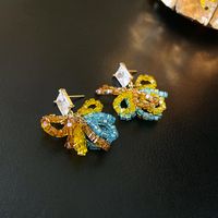 1 Pair Simple Style Flower Inlay Copper Zircon Drop Earrings sku image 13