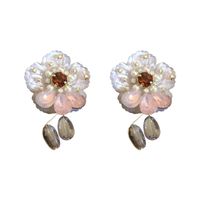 1 Pair Simple Style Flower Inlay Copper Zircon Drop Earrings main image 5