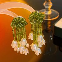 1 Pair Simple Style Flower Inlay Copper Zircon Drop Earrings sku image 4