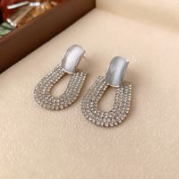 1 Pair Commute Heart Shape Inlay Alloy Rhinestones Drop Earrings main image 3