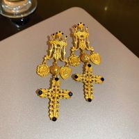 1 Pair Classical Lady Cross Enamel Plating Inlay Copper Ear Studs sku image 58