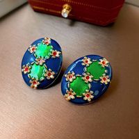 1 Pair Classical Lady Cross Enamel Plating Inlay Copper Ear Studs sku image 94