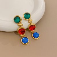 1 Pair Classical Lady Cross Enamel Plating Inlay Copper Ear Studs sku image 68