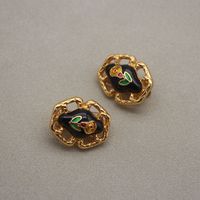 1 Pair Classical Lady Cross Enamel Plating Inlay Copper Ear Studs sku image 137