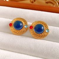 1 Pair Classical Lady Cross Enamel Plating Inlay Copper Ear Studs sku image 201