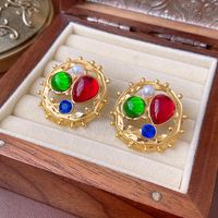 1 Pair Classical Lady Cross Enamel Plating Inlay Copper Ear Studs sku image 207