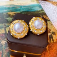 1 Pair Classical Lady Cross Enamel Plating Inlay Copper Ear Studs sku image 253