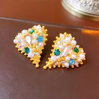 1 Pair Classical Lady Cross Enamel Plating Inlay Copper Ear Studs sku image 260