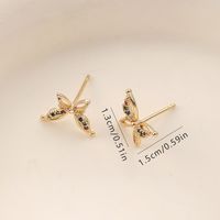 1 Pair Elegant Butterfly Inlay Copper Zircon Ear Studs main image 3