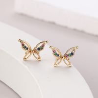 1 Pair Elegant Butterfly Inlay Copper Zircon Ear Studs main image 1