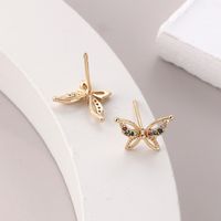 1 Pair Elegant Butterfly Inlay Copper Zircon Ear Studs main image 5